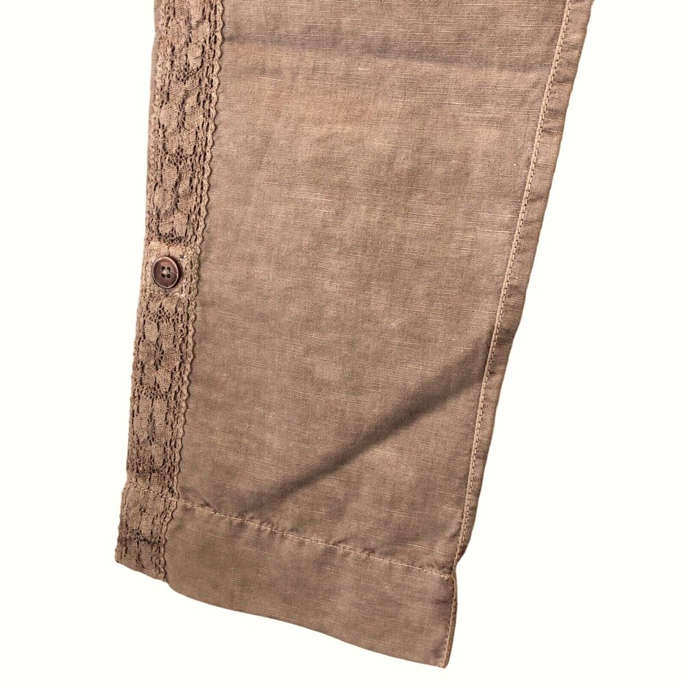 NWOT Sundance Organia Lace Pants Size 12 Linen Cotton Blnd Relaxed Fit Rose Dust - Picture 6 of 9